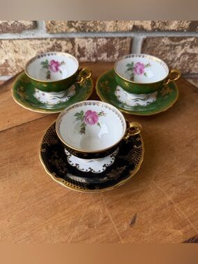 Teacup and Saucer Sets Mitterteich, Bavaria Germany 3 Sets Beautiful Condition!